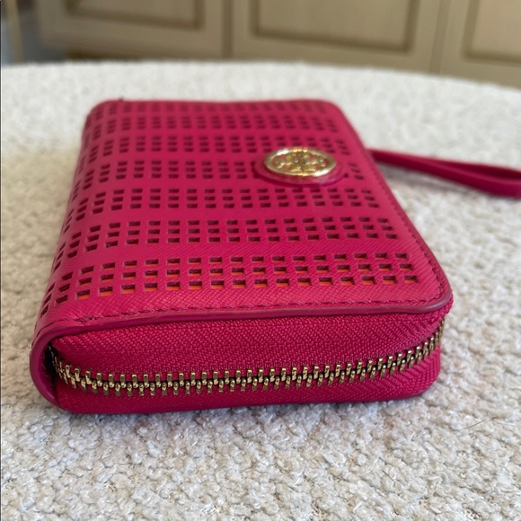Tory Burch Pink & Orange Perforated Wristlet